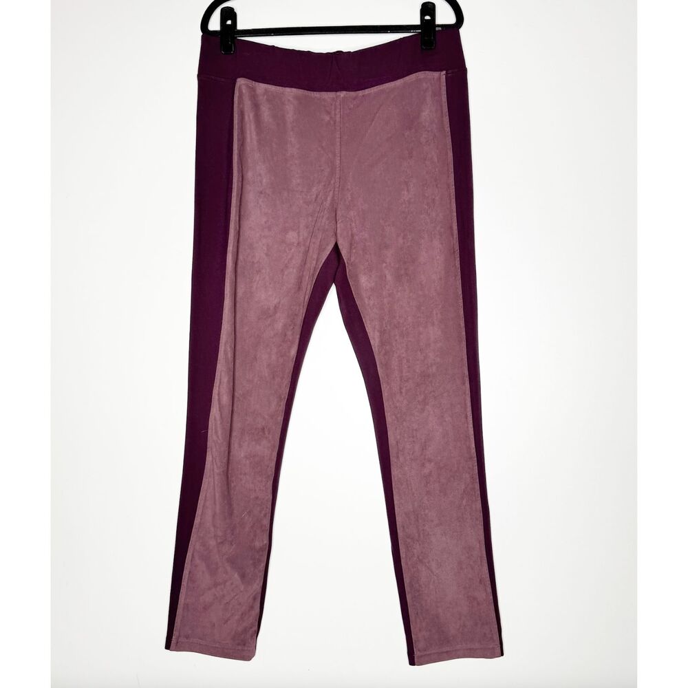 LOGO Lori Goldstein Faux Suede Two Tone Pull Ponte On Pants Women's Size Medium